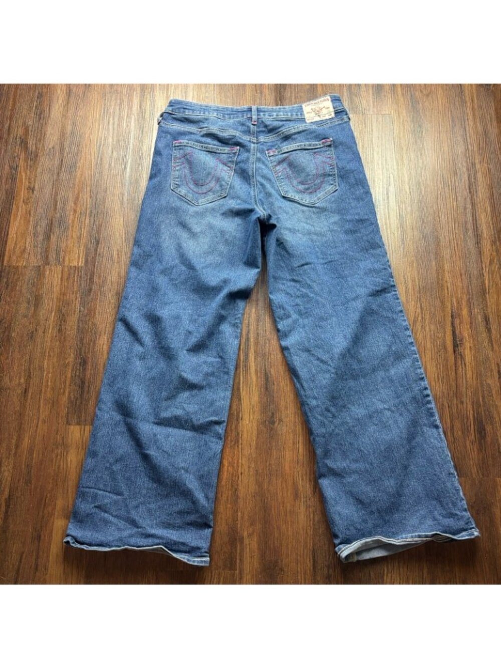 True Religion Bobbi Low Slung Baggy Wide Leg Jeans Medium Wash Size 32 - Picture 2 of 11